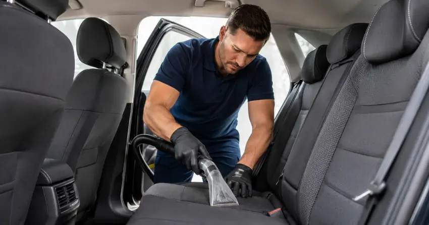 car upholstery cleaning technician deep cleaning vehicle seats in South Portage, Winnipeg