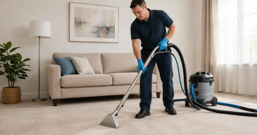 commercial carpet cleaning for businesses office hallway in Murray Industrial Park, Winnipeg