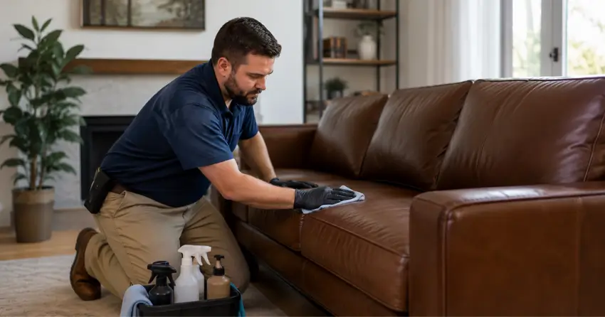 leather sofa cleaning and conditioning professional visit