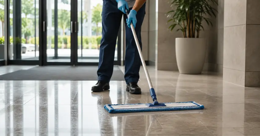 lobby floor cleaning commercial entrance floor detail