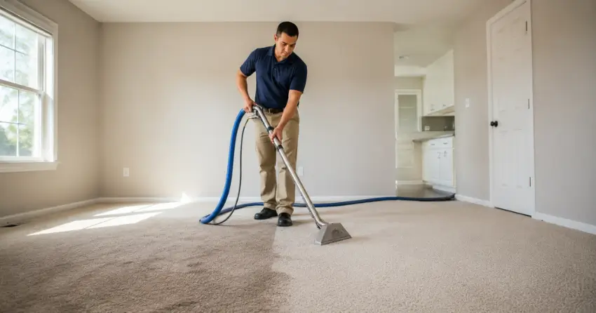 before and after rental unit carpet cleaning between tenants