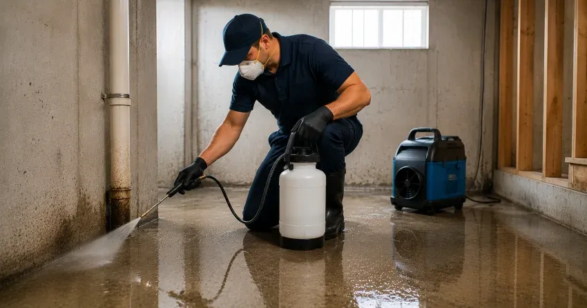 sanitizing and disinfecting treatment after sewage contamination
