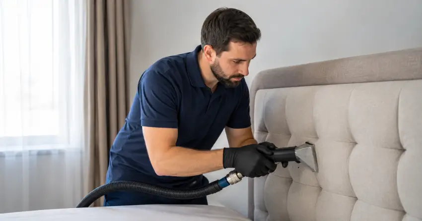 upholstered headboard cleaning and extraction process