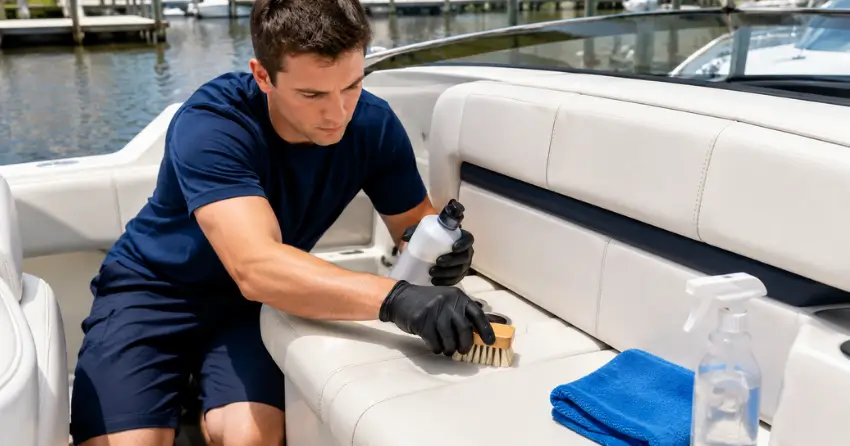 boat seat cleaning marine vinyl treatment and conditioning process