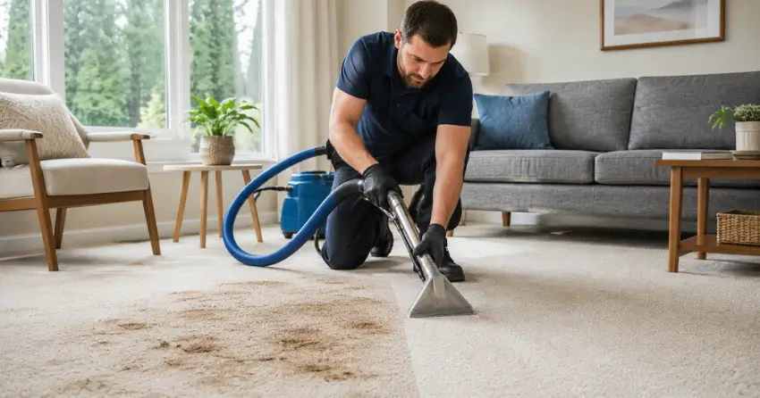 carpet stain removal before and after result in North River Heights, Winnipeg