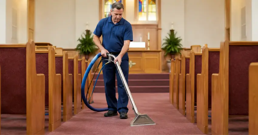 church carpet cleaning hot water extraction along sanctuary aisle Saskatchewan North, Winnipeg