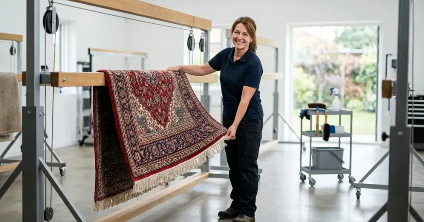 oriental rug elevated drying after professional cleaning