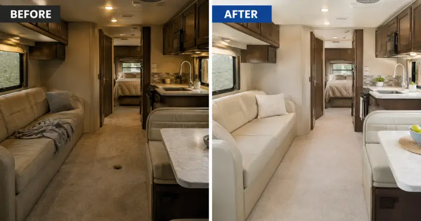 before and after RV odor removal treatment results