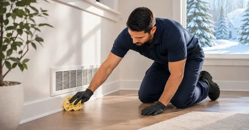 clean baseboards and air vents after professional winter cleaning